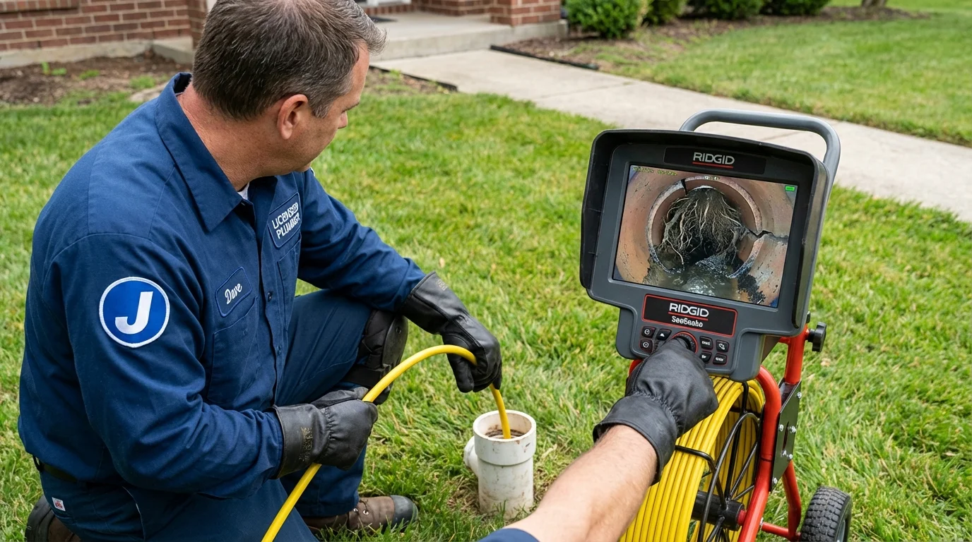 Sewer camera inspection being performed by Johns Plumbing LLC in Quincy